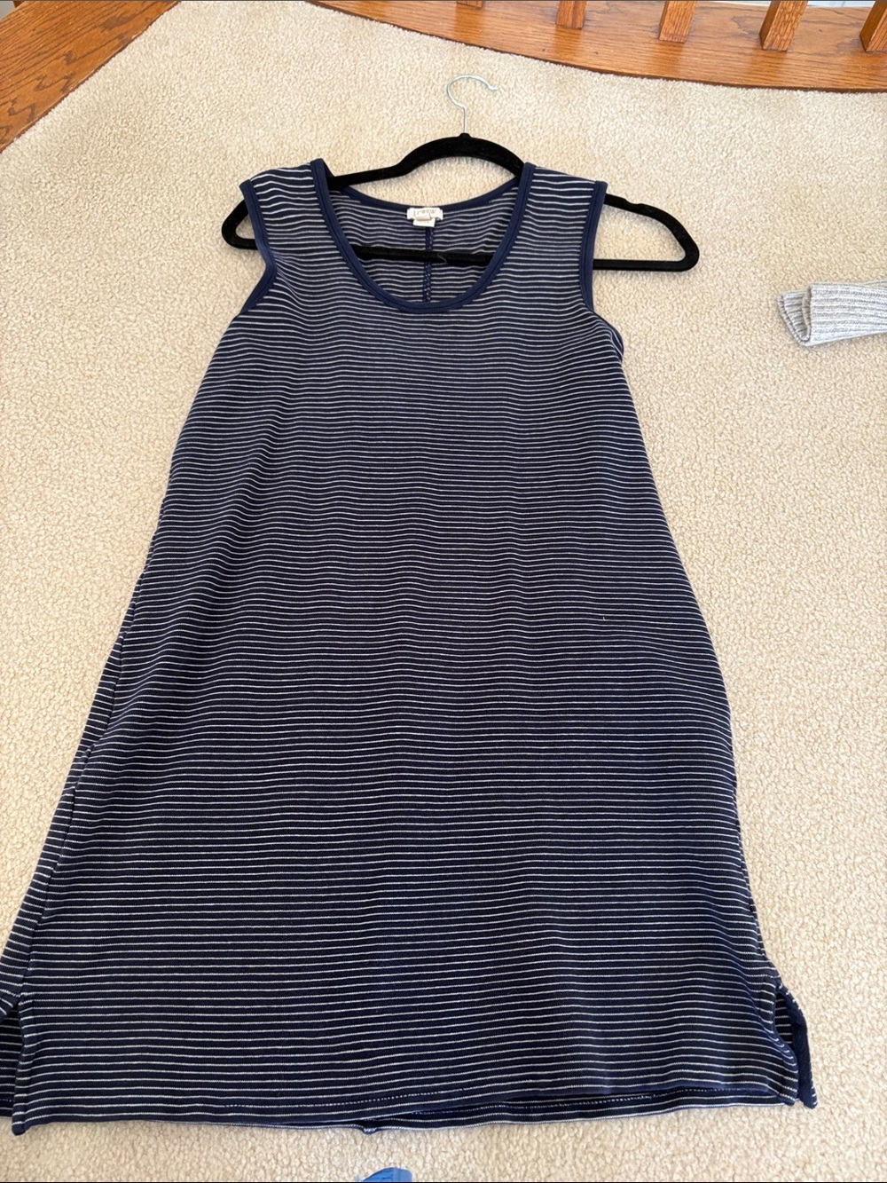 J. Crew Navy and White Striped Sleeveless Shift Dress